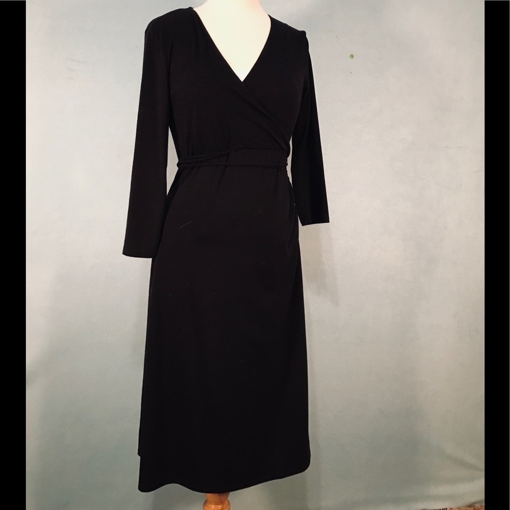 Black Faux Wrap Maternity Dress